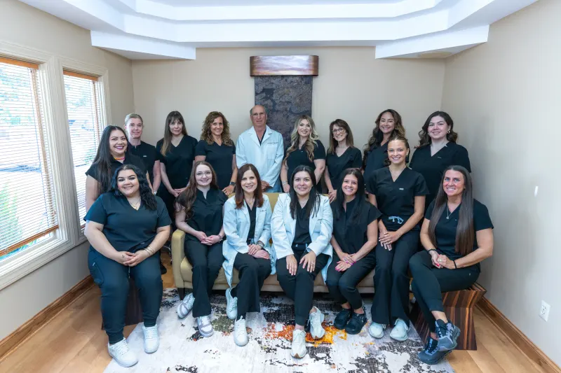 The Contemporary Dentistry team gathered together in the office lounge